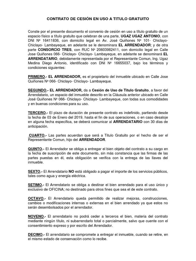 cesion de uso de un inmueble alquilado en argentina - Qué es un contrato de concesión de uso