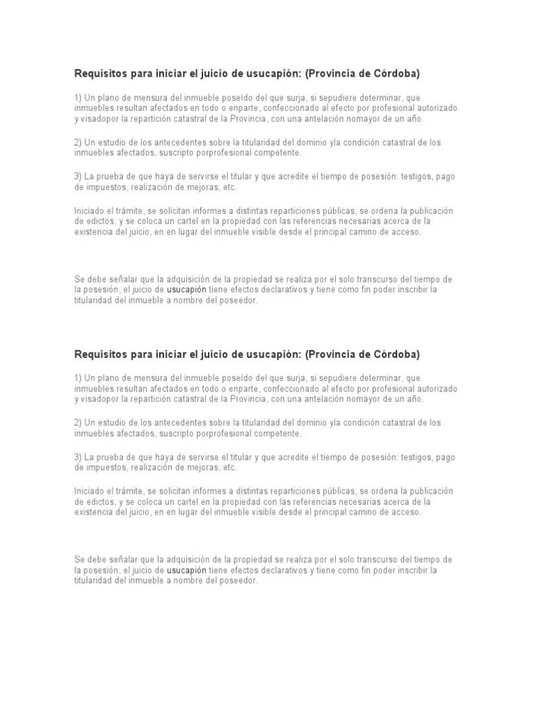 cmo se inscribie un inmueble en juicio de usucapion - Qué se necesita para el juicio de usucapión