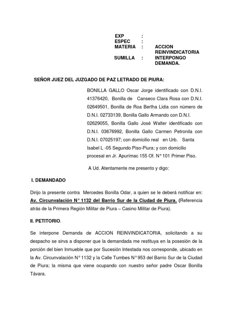 demanda reivindicatoria de bien inmueble - Qué se necesita para un juicio reivindicatorio