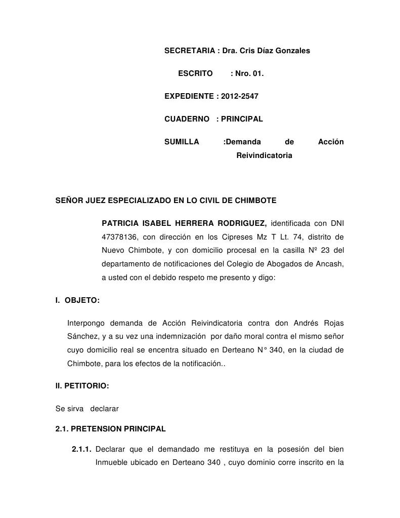 escrito de reivindicación de inmueble - Qué se necesita para un proceso de reivindicación