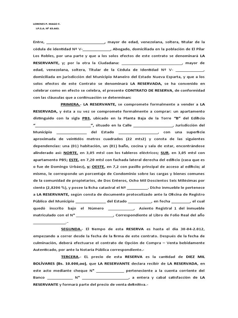 compromiso de reserva de inmueble para edificio - Qué significa propuesta de reserva