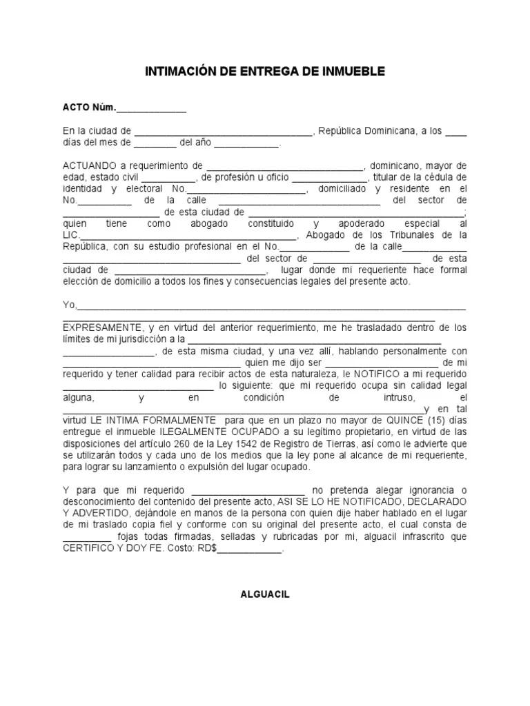 carta documento intimacion por negativa a entrega del inmueble vendido - Qué validez legal tiene una carta documento