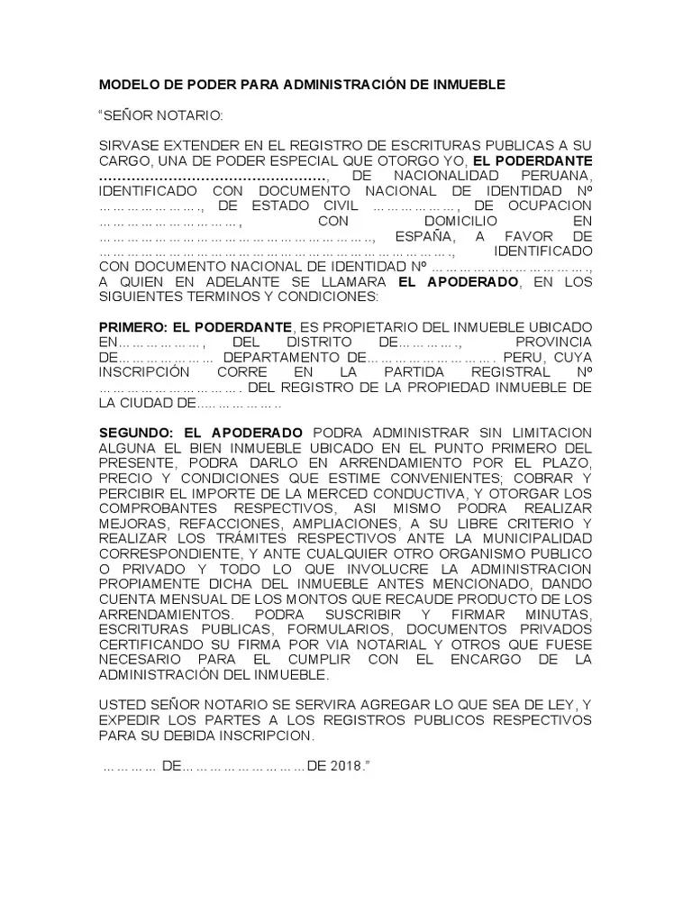 modelo de poder para administrar un inmueble - Quién es el apoderado de un inmueble